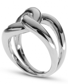 Tie your perfect look in a bow with this sleek ring from Michael Kors. Styled in a twisted design for a stunning effect. Crafted in silver tone mixed metal. Size 7 and 8.