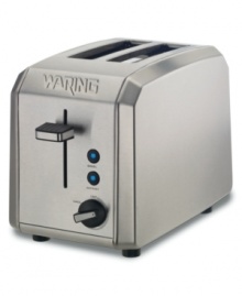 A morning must-have, the Waring toaster helps you rise and shine with its brushed stainless steel housing and extra-wide slots that accommodate bread, bagels, english muffins and other breakfast favorites. Adjustable shade control makes it just the way you like it. One-year limited warranty. Model WT200. A morning must-have, the Waring toaster helps you rise and shine with its brushed stainless steel housing and extra-wide slots that accommodate bread, bagels, english muffins and other breakfast favorites. Adjustable shade control makes it just the way you like it. One-year limited warranty. Model WT200.