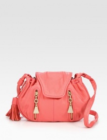 Buttery smooth leather in an on-trend palette defines this slouchy cinch-top silhouette.Shoulder strap, 20 dropDrawstring closureTwo outside zip pocketsOne inside zip pocketCotton lining11½W X 9H X 2DImported Buttery smooth leather in an on-trend palette defines this slouchy cinch-top silhouette.Shoulder strap, 20 dropDrawstring closureTwo outside zip pocketsOne inside zip pocketCotton lining11½W X 9H X 2DImported