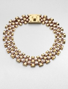 A stunning goldtone and rose goldtone link style with a chic turnlock closure. Goldtone and rose goldtone brassLength, about 17Turnlock closureImported A stunning goldtone and rose goldtone link style with a chic turnlock closure. Goldtone and rose goldtone brassLength, about 17Turnlock closureImported