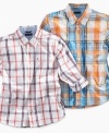 Whether it's school or just out-and-about, this plaid shirt from Tommy Hilfiger will keep him comfortable and looking great.
