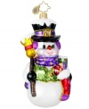 Support a worthy cause with a standout ornament. Handcrafted by Christopher Radko, this brilliant snowman wears vibrant purple accessories to bring new attention to Alzheimer's.