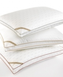 The luxury of comfort. Featuring a plush synthetic fill for softness, this Calvin Klein Signature Down Alternative Density pillow provides firm support for your head and neck as you rest. A generous 1.5 gusset finished with caramel piping gives just the right amount of volume. Also features a subtle, allover print of the Calvin Klein logo. The luxury of comfort. Featuring a plush synthetic fill for softness, this Calvin Klein Signature Down Alternative Density pillow provides firm support for your head and neck as you rest. A generous 1.5 gusset finished with caramel piping gives just the right amount of volume. Also features a subtle, allover print of the Calvin Klein logo.