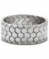 Six-sided sophistication. Fossil's steel bracelet features a hexagonal design for smart style. Stretches to fit wrist. Crafted in polished and brushed stainless steel. Approximate diameter: 2-1/4 inches.