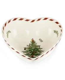 Christmas couldn't be sweeter with Spode's Christmas Tree Peppermint heart bowl. An iconic holiday favorite trimmed in candy stripes makes already-delicious meals especially irresistible. Christmas couldn't be sweeter with Spode's Christmas Tree Peppermint heart bowl. An iconic holiday favorite trimmed in candy stripes makes already-delicious meals especially irresistible.