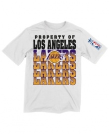 Take the shot! Amp up your sports style by displaying pride in your Los Angeles Lakers team with this t-shirt from adidas. Take the shot! Amp up your sports style by displaying pride in your Los Angeles Lakers team with this t-shirt from adidas.