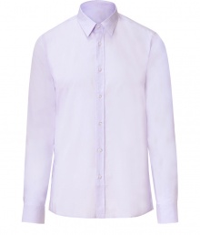 Upgrade your basic white button down with a soft hint of lavender from this pure cotton shirt by Hugo Hugo Boss - Classic cut with short color, full placket and long sleeves - Exceptional fit for a polished look solo or with a slim suit - Looks great in and out of the office