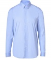 Finish off your workweek staples with this stylish stretch cotton button-down from Jil Sander - Spread collar, front button placket, long sleeves, buttoned cuffs, shirttail hemline - Slim fit - Pair with jeans, trousers, chinos, or cords