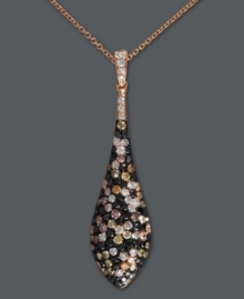 Goth glamour. EFFY Collection's stunning teardrop pendant features a gradation of sparkling, round-cut diamonds in white (1/4 ct. t.w.), champagne (1/2 ct. t.w.) and black (3/8 ct. t.w.). Set in 14k rose gold. Approximate length: 18 inches. Approximate drop: 5/8 inch. Goth glamour. EFFY Collection's stunning teardrop pendant features a gradation of sparkling, round-cut diamonds in white (1/4 ct. t.w.), champagne (1/2 ct. t.w.) and black (3/8 ct. t.w.). Set in 14k rose gold. Approximate length: 18 inches. Approximate drop: 5/8 inch.