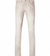 Work a contemporary edge into your cool casual look with True Religions distressed fine wale cords - Classic five-pocket style, button closure, belt loops - Straight leg, slim fit - Team with modern knit pullovers and boots, or dress up with blazers, button-downs and oxfords