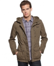 Escaping from the urban jungle doesn't mean losing your safari style with this jacket from Calvin Klein. Escaping from the urban jungle doesn't mean losing your safari style with this jacket from Calvin Klein.