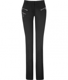 Luxe pants in fine stretch cotton - in classic black - wonderfully pleasant, posh material, but super-comfy - a highlight piece from the Parisian status label Balmain - brilliant mix of elegant, modern and cool - glam, rocking zip detail - slim cut and straight - for creative jobs, parties, stylish events - wear these pants in the office with a blazer and top, in the evening with a chiffon blouse and high heels