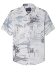 Add a little tropical flavor to your shirt collection with this printed button down from American Rag.