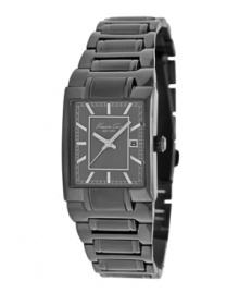 Bold gunmetal plating makes this striking Kenneth Cole New York watch an industrial change of pace.