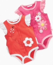 Natural appeal. She'll carry a bit of spring with her anytime she's wearing one of these lovely bodysuits from First Impressions. Natural appeal. She'll carry a bit of spring with her anytime she's wearing one of these lovely bodysuits from First Impressions.