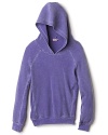 A distressed effect adds laid-back cool to this comfy thermal knit hoodie from Splendid.