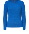 Cozy yet stylish, this chunky knit sweater from Marc by Marc Jacobs boasts a bold blue hue and a fitted silhouette - Round neck, long puckered sleeves, slim fit - Wear with high waist skinnies, cropped trousers, or a pencil skirt