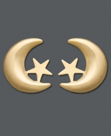 Teach your little girl to aim for the moon, the stars, and beyond. Stud earrings crafted in 14k gold. Approximate diameter: 1/3 inch. Teach your little girl to aim for the moon, the stars, and beyond. Stud earrings crafted in 14k gold. Approximate diameter: 1/3 inch.