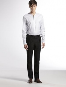 60's inspired skinny pant in a dark flannel weave.Tab hook-and-eye closure with zipperFront slash, back flap pocketsWoolDry cleanMade in Italy 60's inspired skinny pant in a dark flannel weave.Tab hook-and-eye closure with zipperFront slash, back flap pocketsWoolDry cleanMade in Italy