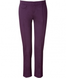 Add instant elegance to your workweek look with these chic pants from Blumarine - Straight leg, front seaming detail, off-seam pockets, small change pocket at waist, cropped silhouette - Style with a sheer blouse, peep-toe platforms, and a draped front leather jacket