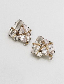 This sparkling cluster design features a delicate, wrapped link chain. Glass stonesGoldtoneSilvertoneSize, about .75Post backImported This sparkling cluster design features a delicate, wrapped link chain. Glass stonesGoldtoneSilvertoneSize, about .75Post backImported