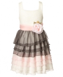 The soft colors and dainty lace ruffles on this dress from Bonnie Jean will let her subtly stand out wherever she goes. The soft colors and dainty lace ruffles on this dress from Bonnie Jean will let her subtly stand out wherever she goes.