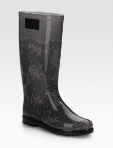 Pretty lace-patterned rainwear with logo detail at the top.Rubber heel, 1 (25mm) Shaft, 12½ Leg circumference, 15 Rubber upper with printed cotton lining Padded insole Rubber sole Made in ItalyOUR FIT MODEL RECOMMENDS ordering true whole size; ½ sizes should order the next whole size up. 