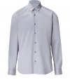 Update your workweek staples with this stylish button-down from Jil Sander - Classic collar, long sleeves, buttoned cuffs, pearly grey button-down front, shirttail hemline - Slim fit - Pair with jeans, tailored trousers, chinos, or cords