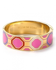 Words of wisdom in a pretty package. This kate spade new york bangle features a Florence Broadhurst pattern and interior engraving that reads: WHEN IN ROME.