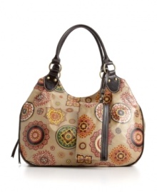 Kaleidoscope-inspired tulips blossom across this retro-chic purse from Giani Bernini. Crafted from sleek coated canvas for a glossy look that will last. Detachable matching zip pouch included. Kaleidoscope-inspired tulips blossom across this retro-chic purse from Giani Bernini. Crafted from sleek coated canvas for a glossy look that will last. Detachable matching zip pouch included.