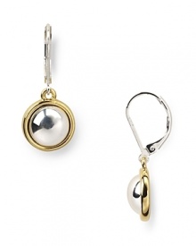 Lauren by Ralph Lauren's two-tone button drop earrings lend chic polish to your workday look. Lauren by Ralph Lauren's two-tone button drop earrings lend chic polish to your workday look.