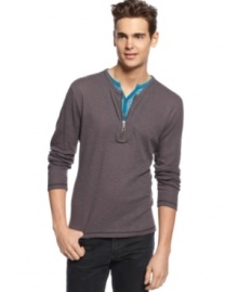 Layered up or worn solo, this Bar III thermal shirt will have you looking cool and feeling comfortable.