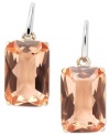 Splash on some flirty color with these drop earrings from Fossil. Featuring a rectangular glass crystal in peach hues. Crafted in gold tone mixed metal. Approximate drop: 1-1/4 inches.