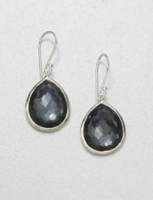 From the Wonderland Collection. Rich, faceted hematite doublet set in hammered sterling silver in a teardrop design. Hematite doubletSterling silverDrop, about 1.25Hook backImported From the Wonderland Collection. Rich, faceted hematite doublet set in hammered sterling silver in a teardrop design. Hematite doubletSterling silverDrop, about 1.25Hook backImported