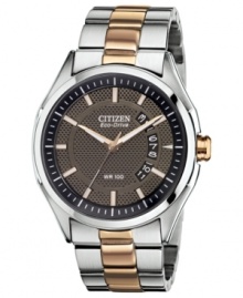 A classic steel timepiece with trendy hues. This Citizen watch features Eco-Drive technology that harnesses natural and artificial light, never needing a battery. From the Drive from Citizen Eco-Drive collection. A classic steel timepiece with trendy hues. This Citizen watch features Eco-Drive technology that harnesses natural and artificial light, never needing a battery. From the Drive from Citizen Eco-Drive collection.