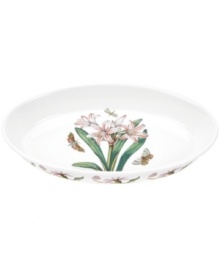 More than pretty, this oval baking dish transitions brilliantly from oven to table and has everything you love – colorful blooms, clean white porcelain – about Portmeirion's Botanic Garden dinnerware. More than pretty, this oval baking dish transitions brilliantly from oven to table and has everything you love – colorful blooms, clean white porcelain – about Portmeirion's Botanic Garden dinnerware.