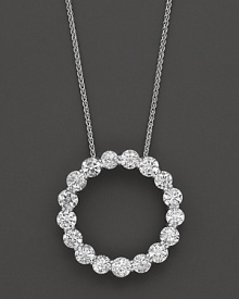 A gorgeous round diamond pendant set in white gold, crafted from a series of brilliant round stones.