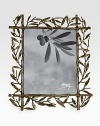 Symbolizing peace and harmony, the olive branch and its gracefully shaped leaves intertwine to form a striking cast metal frame. From the Olive Branch CollectionOxidized metal12¼ X 14Imported