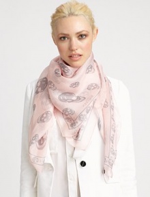 Sumptuous silk chiffon is adorned with a signature skull print for unmistakable style.Silk104 X 120Dry cleanImported Sumptuous silk chiffon is adorned with a signature skull print for unmistakable style.Silk104 X 120Dry cleanImported