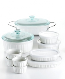 Cook in classic form! This must-have set is made of durable stoneware designed for use virtually anywhere, letting you bake, serve and store in the same dish. The classic, fluted design creates an elegant presentation for any meal, complementing cuisine to delicious perfection. 1-year warranty. Cook in classic form! This must-have set is made of durable stoneware designed for use virtually anywhere, letting you bake, serve and store in the same dish. The classic, fluted design creates an elegant presentation for any meal, complementing cuisine to delicious perfection. 1-year warranty.