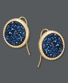 Inspire your look with bold color and a hint of shimmer. Like cool Caribbean water, these blue druzy earrings will reflect the light. Crafted in 14k gold. Approximate drop: 1/2 inch. Inspire your look with bold color and a hint of shimmer. Like cool Caribbean water, these blue druzy earrings will reflect the light. Crafted in 14k gold. Approximate drop: 1/2 inch.
