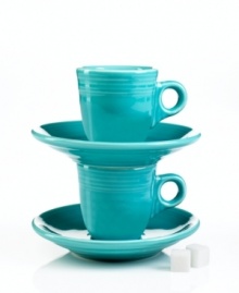 With the chip-resistant durability and cool Art Deco design that made Fiesta famous, the demitasse cups and saucers will definitely perk up your kitchen. With more a dozen colors to love, you can mix, match and create a look that's all your own. With the chip-resistant durability and cool Art Deco design that made Fiesta famous, the demitasse cups and saucers will definitely perk up your kitchen. With more a dozen colors to love, you can mix, match and create a look that's all your own.