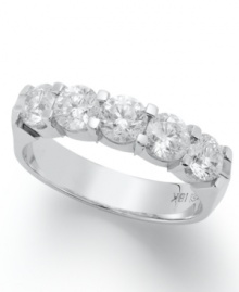 The first step to wedded bliss. Give her this stunning five-stone diamond wedding band to complement her engagement ring. Crafted in 14k white gold with five certified round-cut diamonds (1 ct. t.w.). The first step to wedded bliss. Give her this stunning five-stone diamond wedding band to complement her engagement ring. Crafted in 14k white gold with five certified round-cut diamonds (1 ct. t.w.).