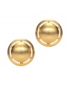 Brush up your look with cute button studs. Monet earrings feature a unique circular design in brushed gold tone mixed metal. Approximate diameter: 3/4 inch.