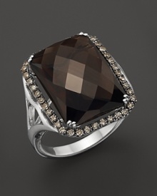 Badgley Mischka Smokey Quartz With Brown Diamond Ring