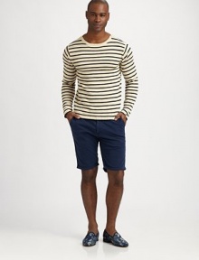 A nautical-inspired, striped design lends effortless style when paired with your favorite jeans or non-denim alternative.CrewneckRibbed collar, cuffs and hemCottonMachine washImported