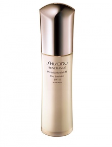 An age-defense daytime moisturizer that helps protect skin from damage caused by external aging factors such as UV rays. The appearance of lines and wrinkles are dramatically reduced, while all-day rich moisture is maintained, even under dry conditions. Newly reformulated, Shiseido Benefiance WrinkleResist24 targets every step of wrinkle formation for youthful looking skin that can resist signs of aging. An age-defense daytime moisturizer that helps protect skin from damage caused by external aging factors such as UV rays. The appearance of lines and wrinkles are dramatically reduced, while all-day rich moisture is maintained, even under dry conditions. Newly reformulated, Shiseido Benefiance WrinkleResist24 targets every step of wrinkle formation for youthful looking skin that can resist signs of aging.