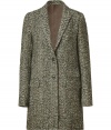 Elegant coat in beige wool blend - Designed in fashionable herringbone for a classic, sophisticated look - Narrow silhouette falls at thigh - Moderately deep lapel, two buttons closure, three flap pockets and a back vent - Exceptional choice for every day use - Wear with a cashmere pullover, pencil skirt and knee-high boots