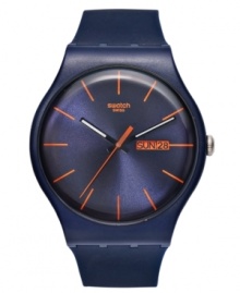 Hit the courts with this bold athletic watch from Swatch's Roland-Garros Bleue collection. Hit the courts with this bold athletic watch from Swatch's Roland-Garros Bleue collection.