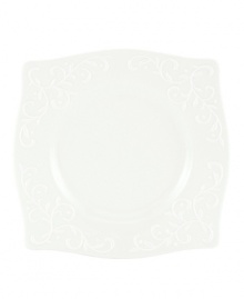 An elegant white-on-white pattern, embossed vine motif and interior glaze adorn this accented plate from Lenox dinnerware. The dishes from the Opal Innocence Carved square plates collection get your table set for refined dining every day. Qualifies for Rebate An elegant white-on-white pattern, embossed vine motif and interior glaze adorn this accented plate from Lenox dinnerware. The dishes from the Opal Innocence Carved square plates collection get your table set for refined dining every day. Qualifies for Rebate